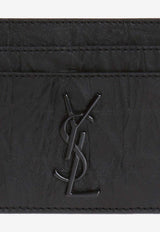 Cassandre Logo Cardholder in Croc-Embossed Leather