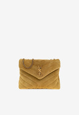 Small Loulou Shoulder Bag in Quilted Suede