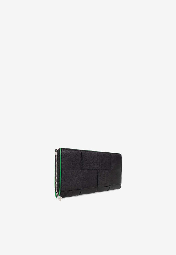 Cassette Zip-Around Intreccio Leather Wallet