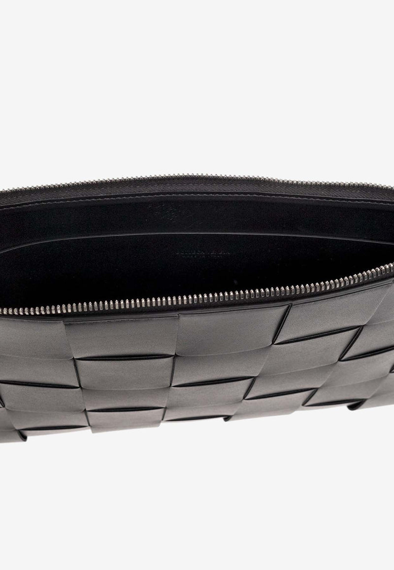 Large Cassette Pouch Bag in Intrecciato Leather