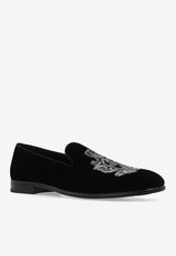 Embroidered Velvet Loafers