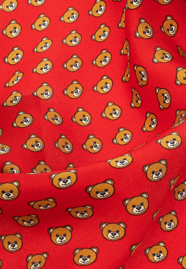 Bear-Motif Silk Pocket Square