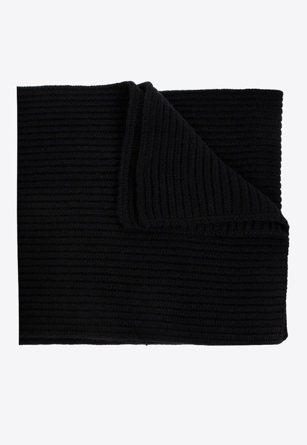 Logo Plate Ribbed Cashmere Scarf