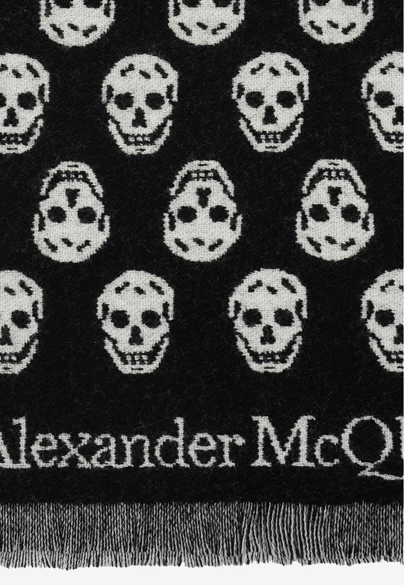 Skull Print Wool Scarf