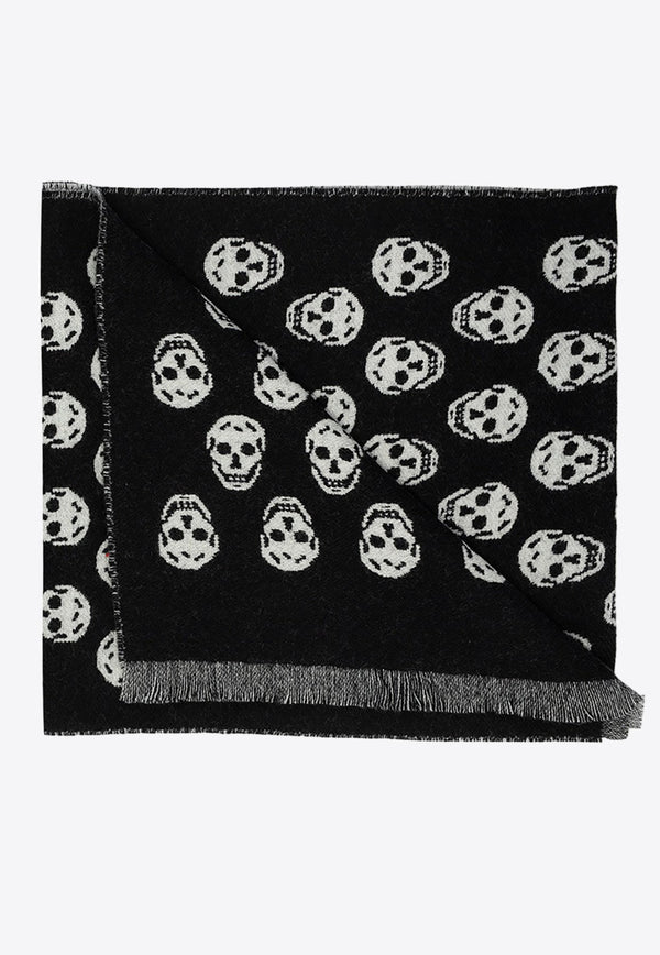 Skull Print Wool Scarf