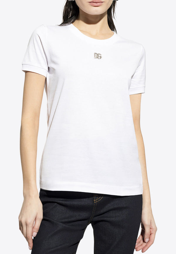 Crystal Embellished Logo Crewneck T-Shirt