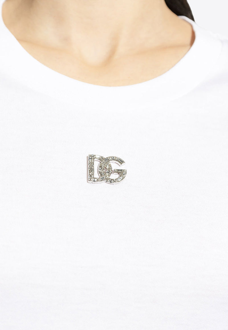 Crystal Embellished Logo Crewneck T-Shirt