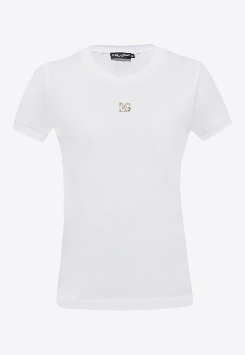 Crystal Embellished Logo Crewneck T-Shirt