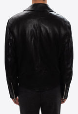 Leather Zip-Up Biker Jacket