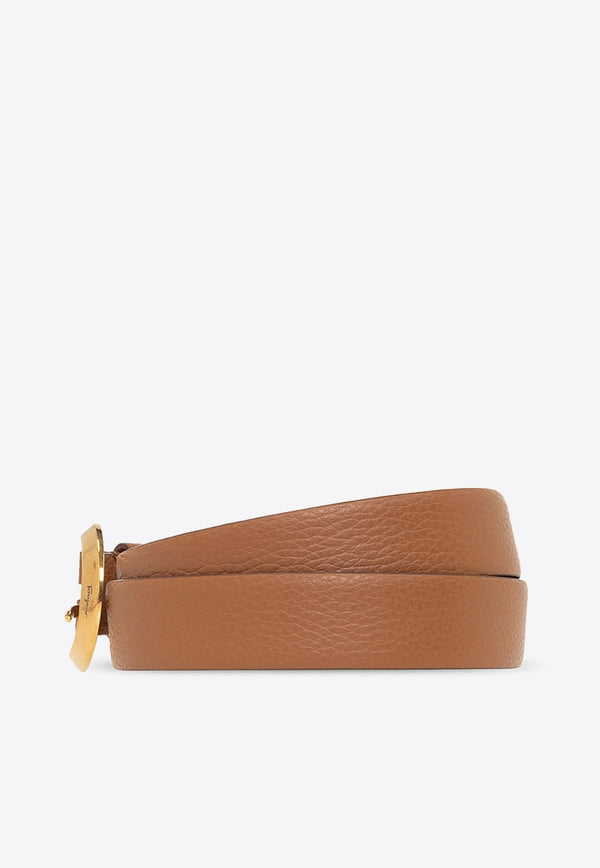 Gancini Buckle Leather Belt