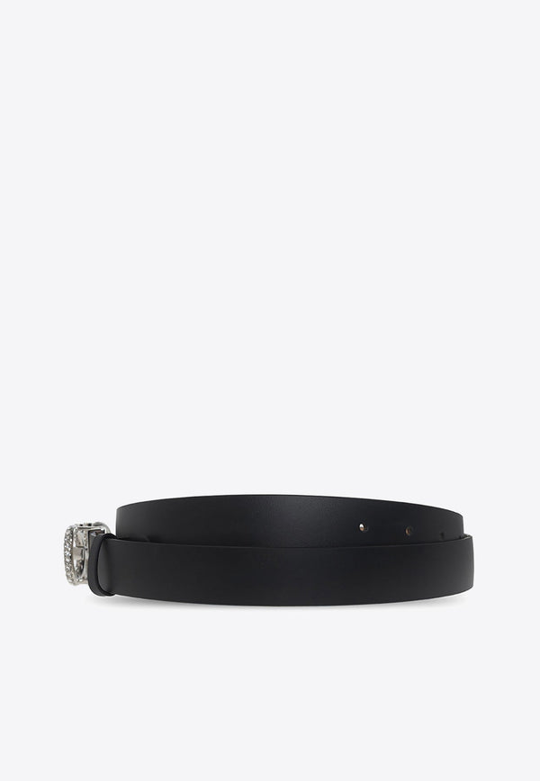 Crystal-Embellished Gancini Buckle Belt