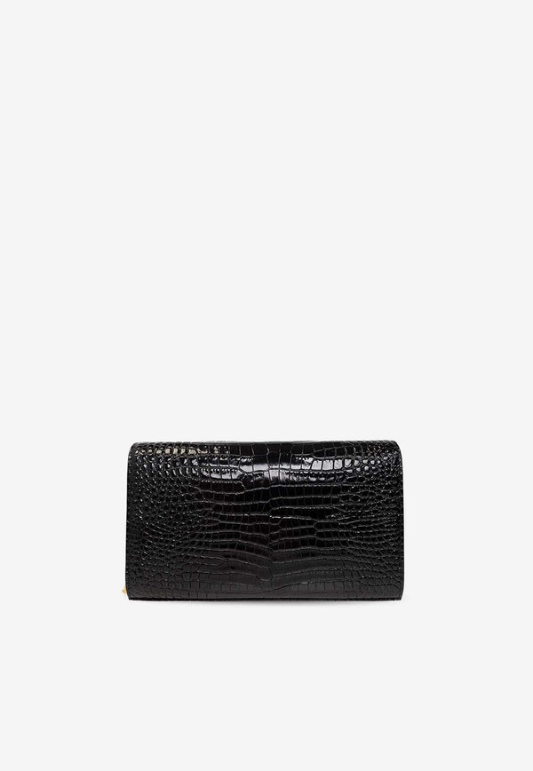 Cassandre Croc-Embossed Leather Clutch