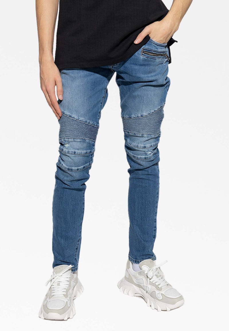 Distressed-Effect Slim-Fit Jeans