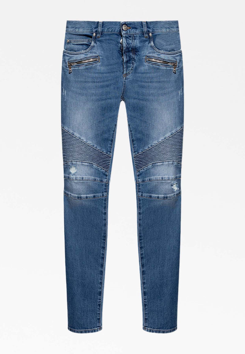 Distressed-Effect Slim-Fit Jeans