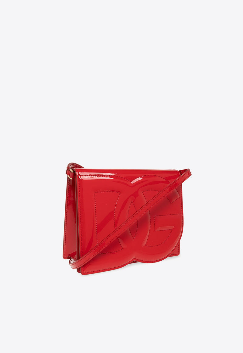 3D-Effect Logo Patent-Leather Crossbody Bag