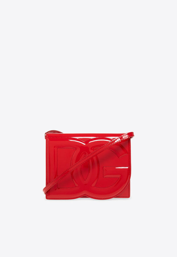 3D-Effect Logo Patent-Leather Crossbody Bag