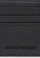 Rubberized Logo Leather Cardholder