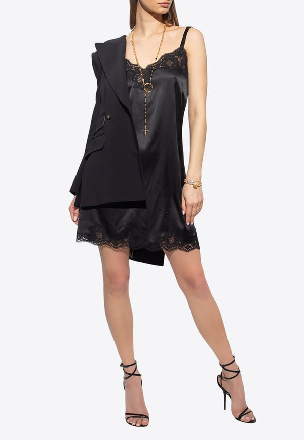 Lace-Trimmed Satin Camisole Dress