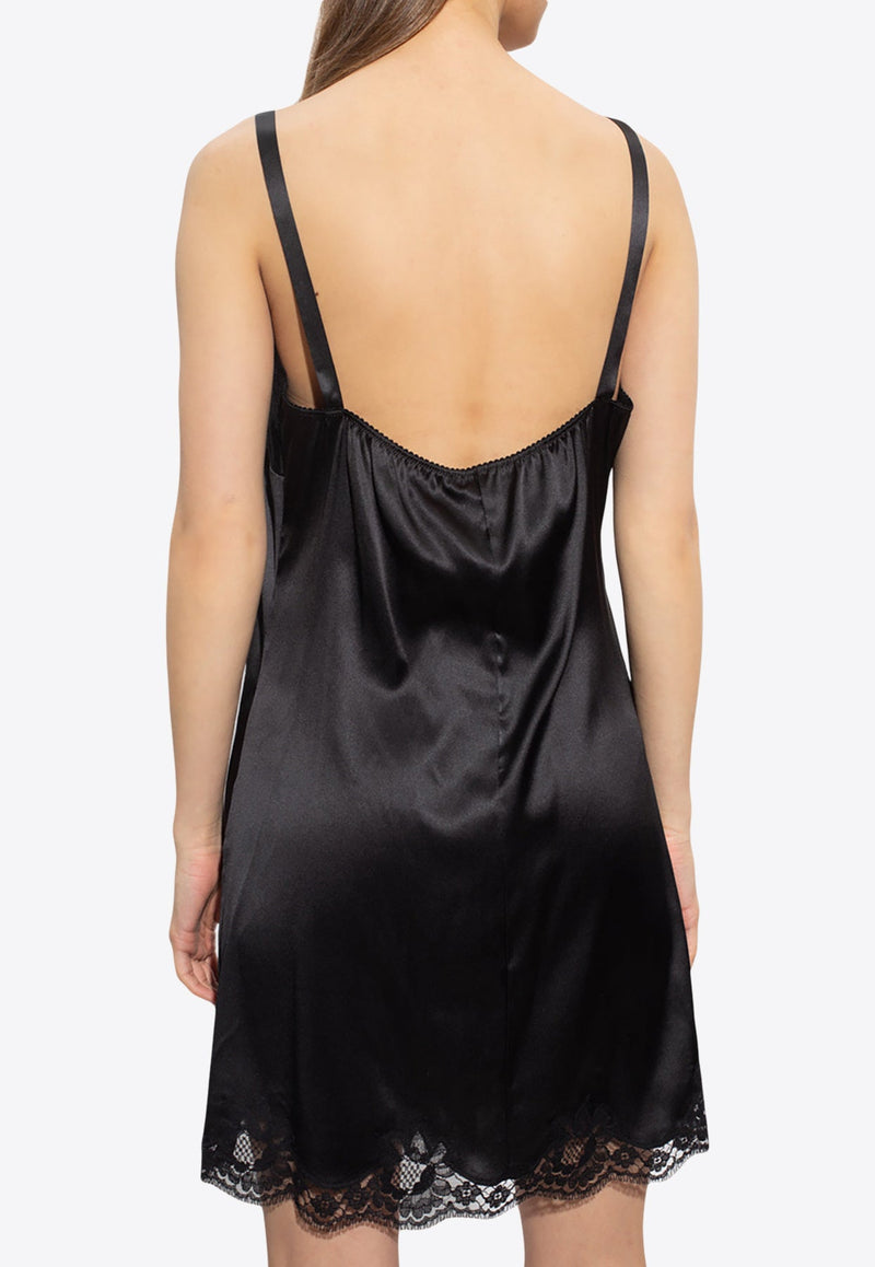 Lace-Trimmed Satin Camisole Dress