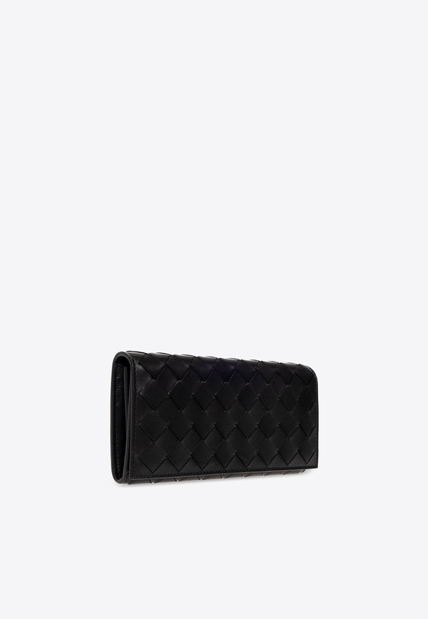Intrecciato Weave Leather Wallet