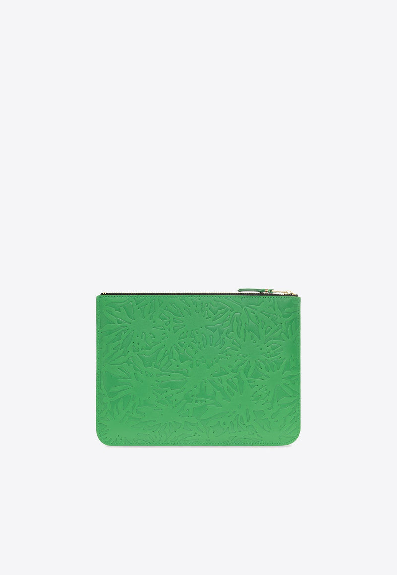 Forest-Embossed Pouch in Leather