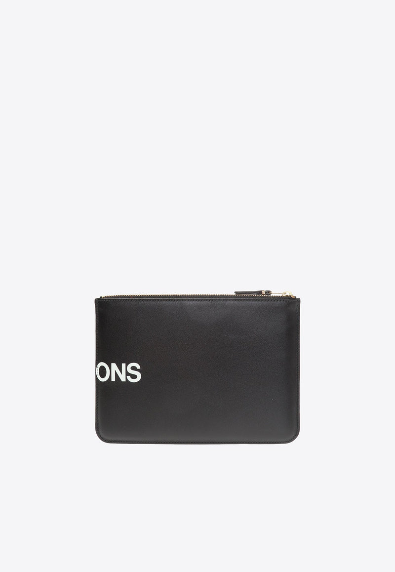 Logo-Printed Pouch in Leather