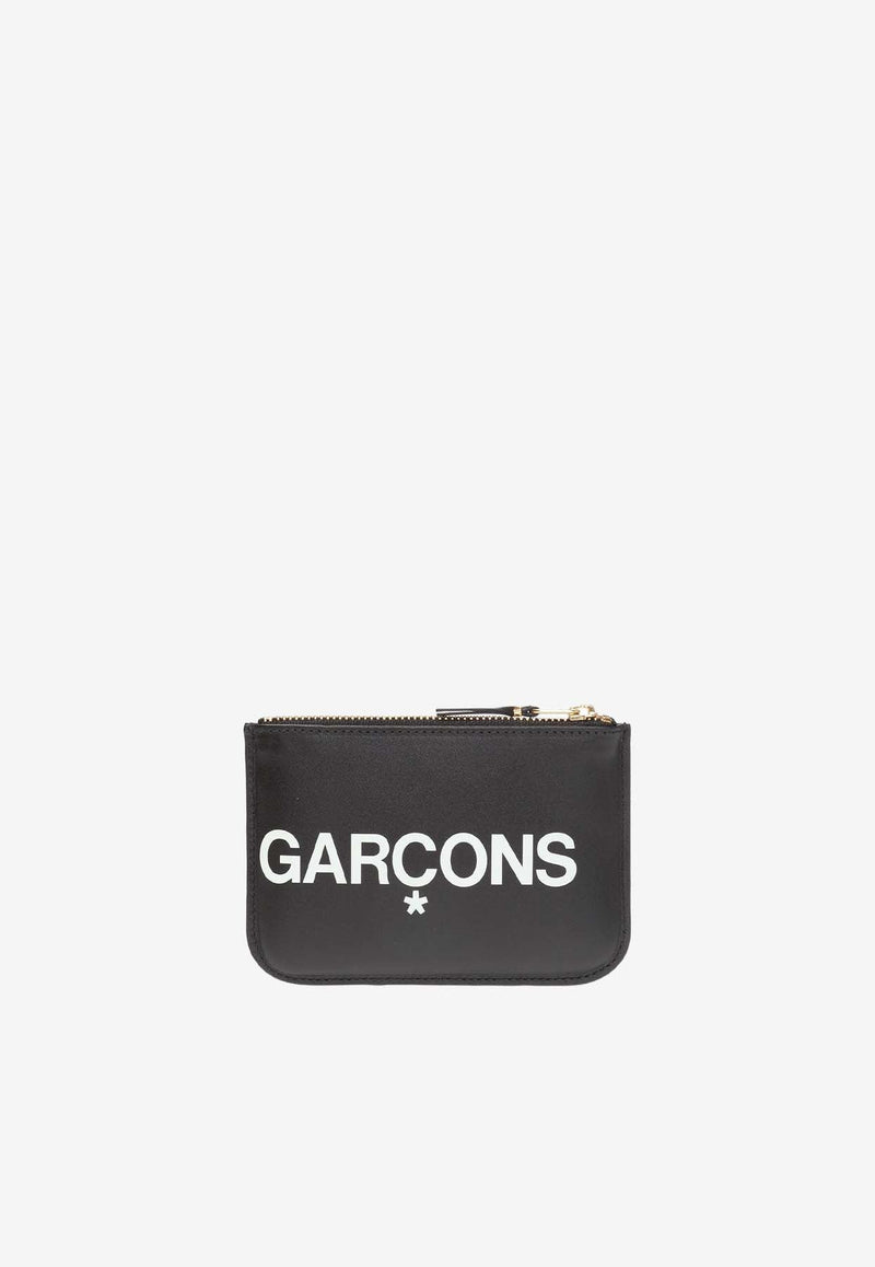 Logo Print Leather Zip Wallet