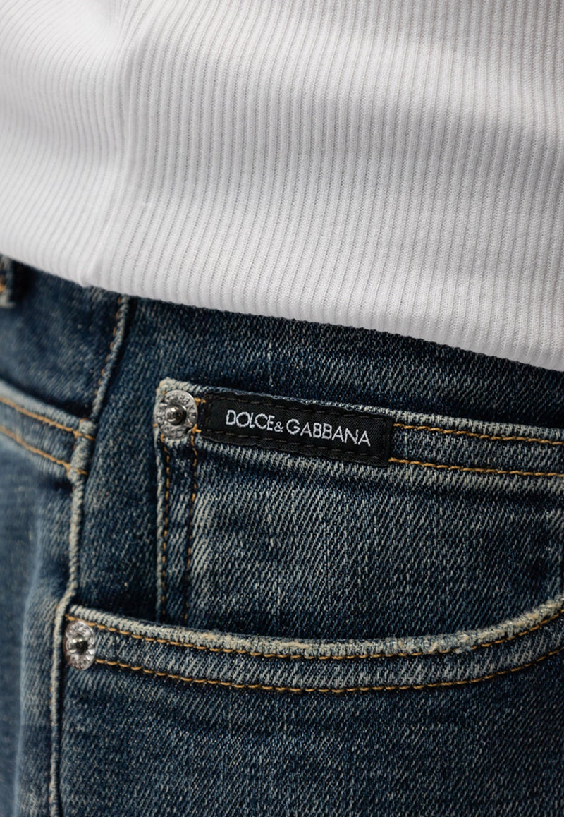 Logo Plate Denim Bermuda Shorts