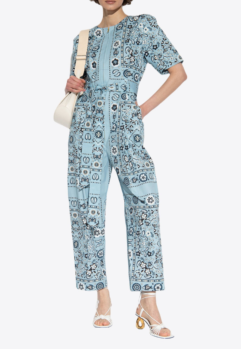 Paisley Print Crewneck Jumpsuit