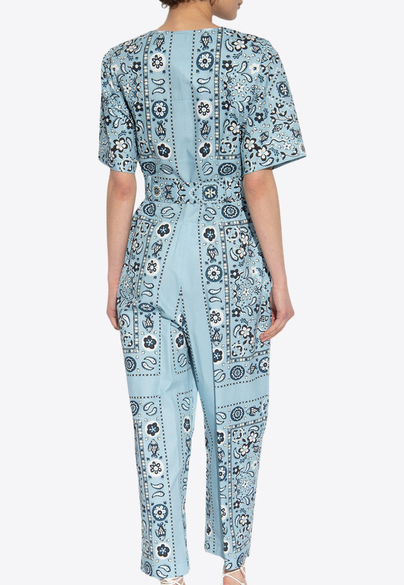 Paisley Print Crewneck Jumpsuit