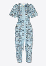 Paisley Print Crewneck Jumpsuit