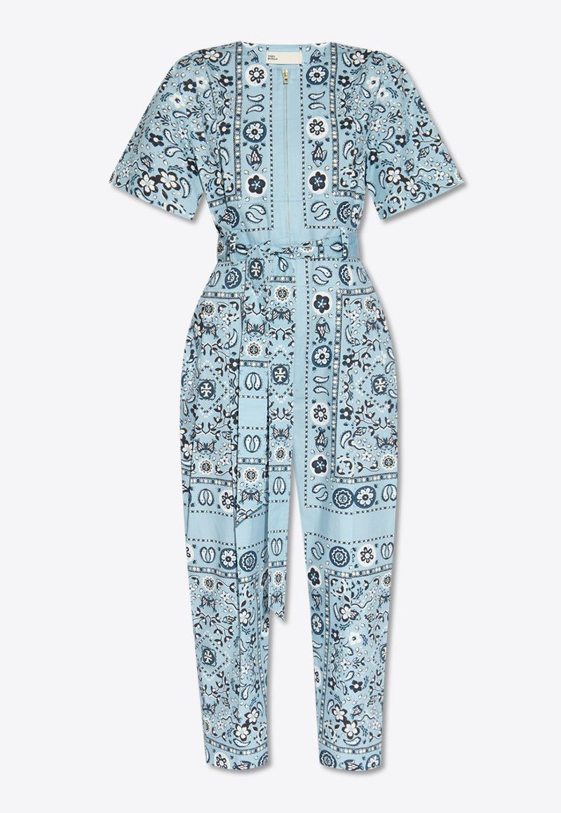 Paisley Print Crewneck Jumpsuit