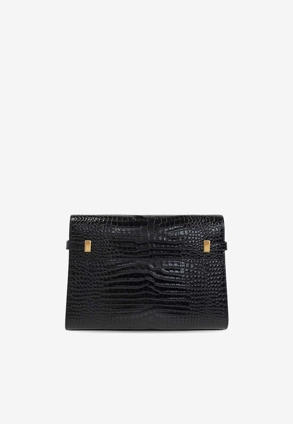 Manhattan Croc-Embossed Leather Shoulder Bag