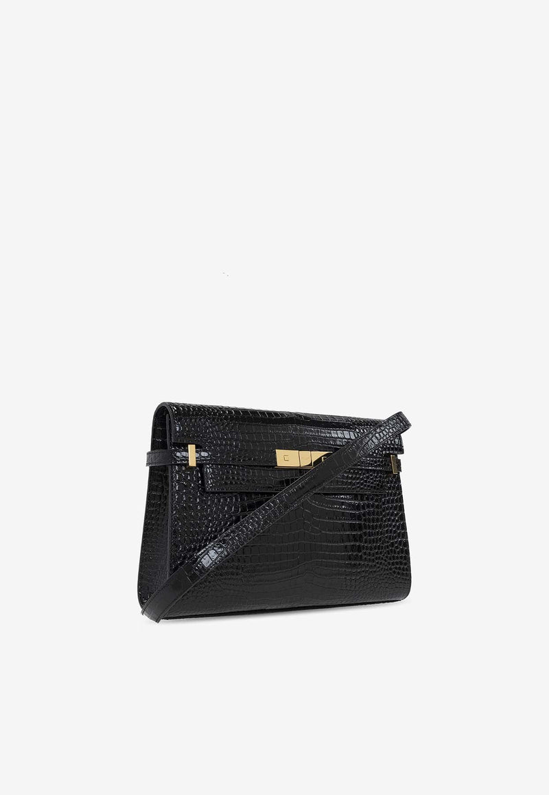 Manhattan Croc-Embossed Leather Shoulder Bag