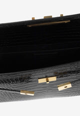 Manhattan Croc-Embossed Leather Shoulder Bag