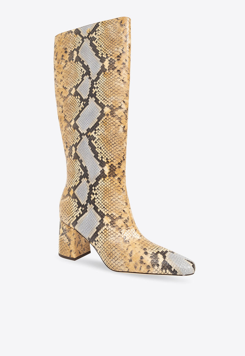 70 Tall Banana Knee-High Boots in Snakeskin Leather