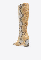 70 Tall Banana Knee-High Boots in Snakeskin Leather