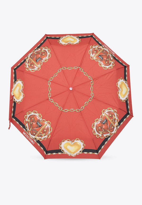 Graphic Logo-Print Folding Umbrella