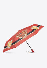 Graphic Logo-Print Folding Umbrella