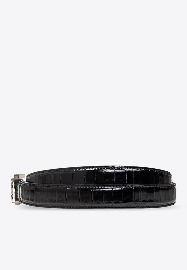 Cassandre Croc-Embossed Leather Belt