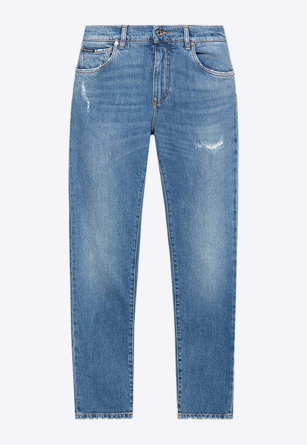 Distressed Classic Slim Jeans
