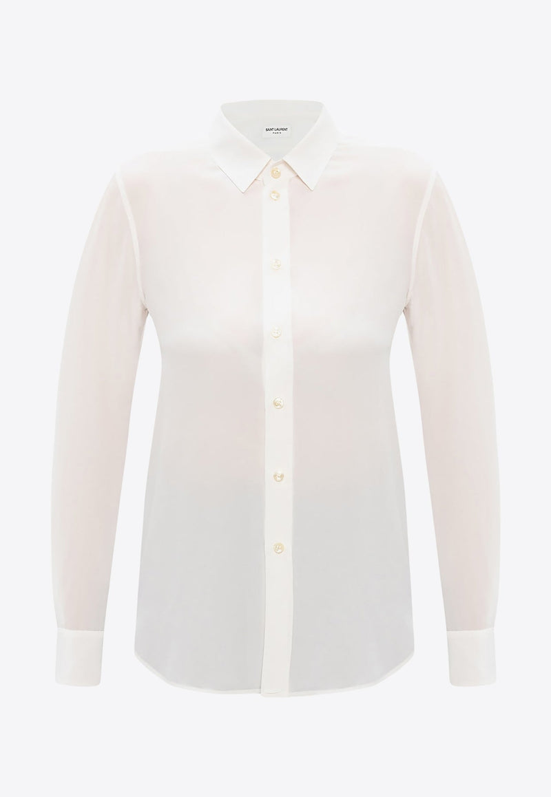 Silk Crepe Long-Sleeved Shirt