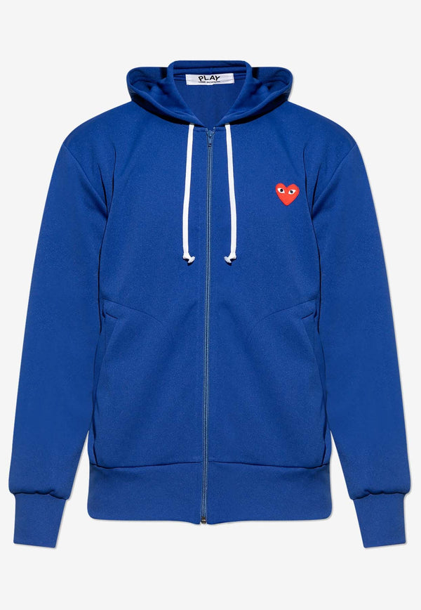 Embroidered Heart Zip-Up Hooded Sweatshirt
