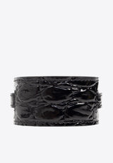 Le Carré Large Croc-Embossed Leather Bracelet