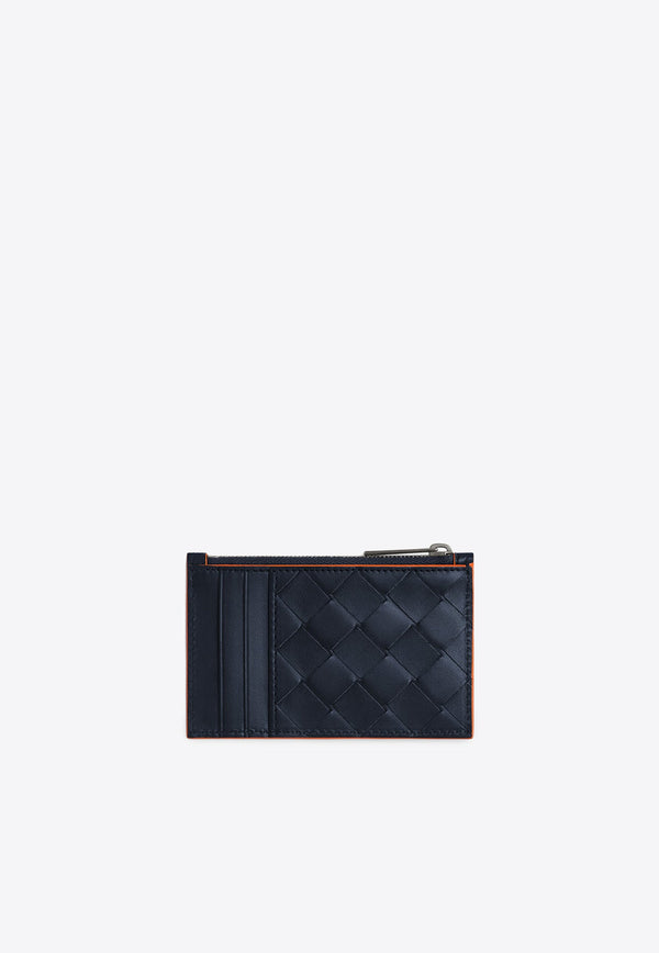 Zipped Intrecciato Leather Cardholder