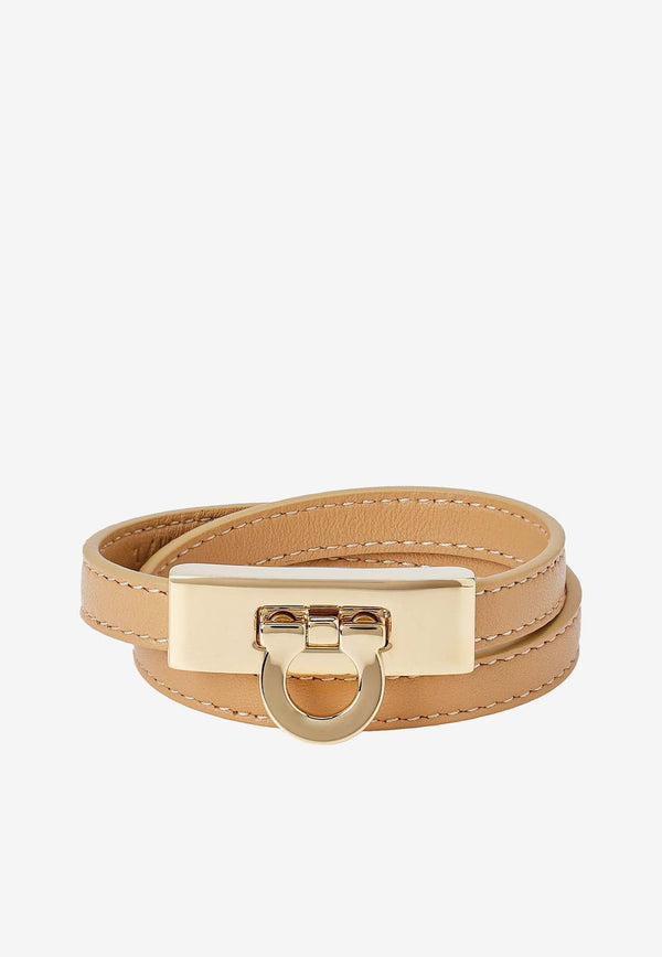 Gancini Double-Twist Leather Bracelet