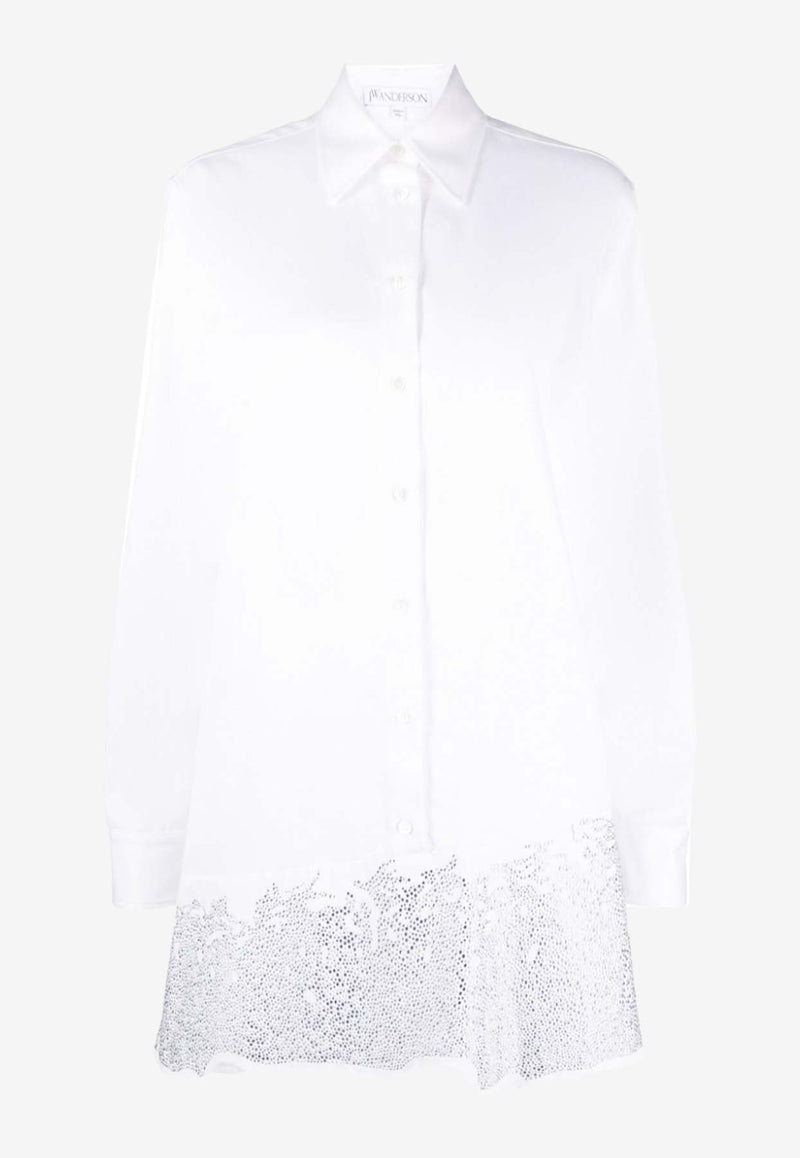Crystal-Embellished Mini Shirt Dress