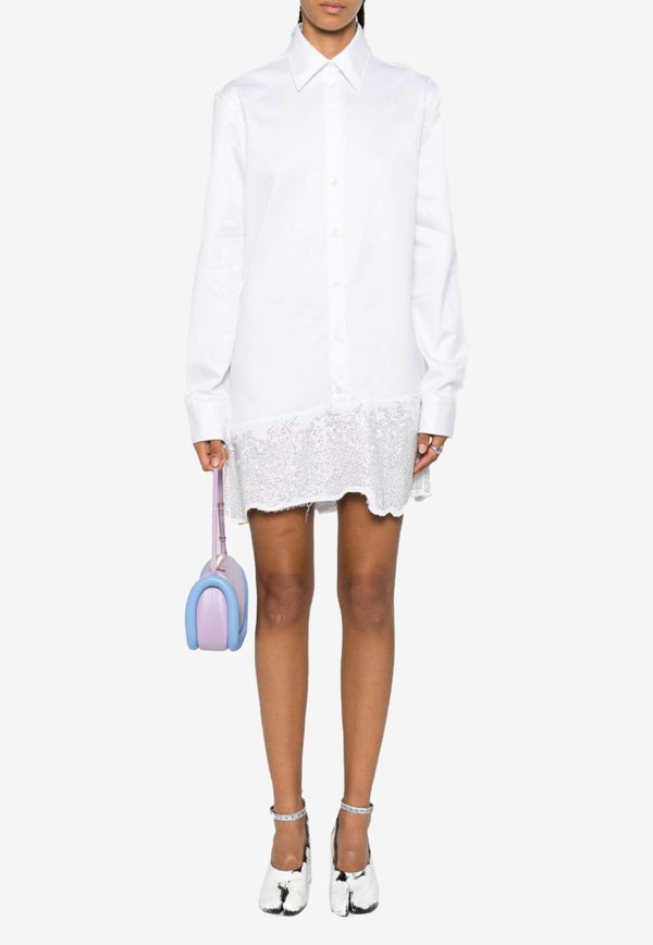 Crystal-Embellished Mini Shirt Dress