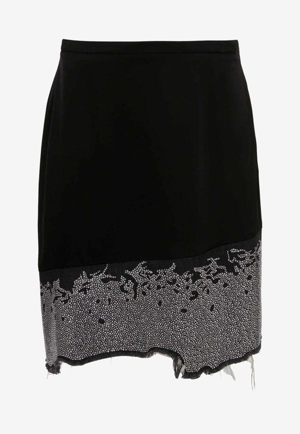 Distressed Crystal-Embellished Skirt