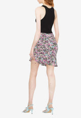 Floral-Print Ruched Mini Skirt